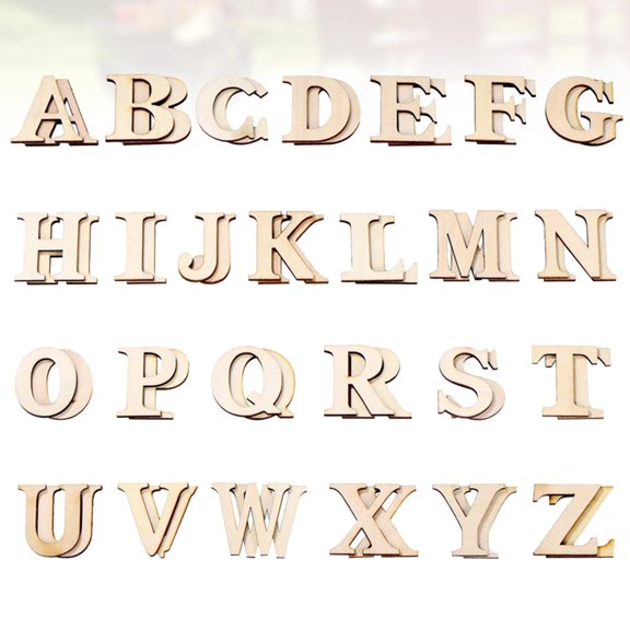 CTIRCHIU 52-Piece 1.7 Inch Natural Wooden Alphabet Letters, Unfinished Craft Letters for Handmade Projects and Home Decorations