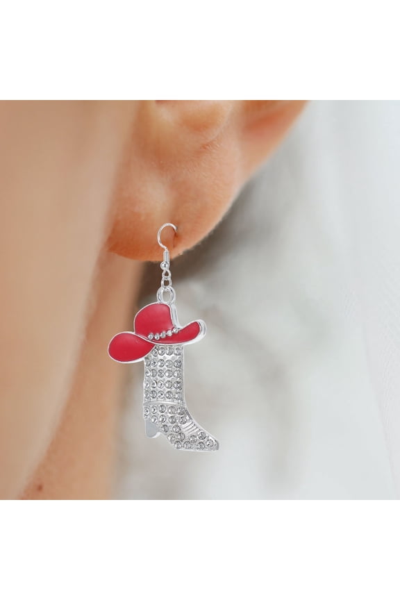 1 Pair Boot Earrings Red Alloy Drop Accessories For Women And Sensitive Skin Users