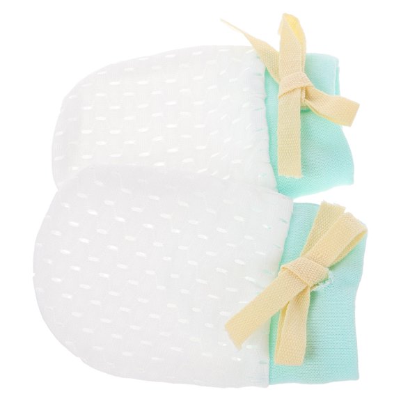 CTIRCHIU 1 Pair Infant Mittens No Scratch Cotton Light Green Adjustable Drawstring Design For Daily Use