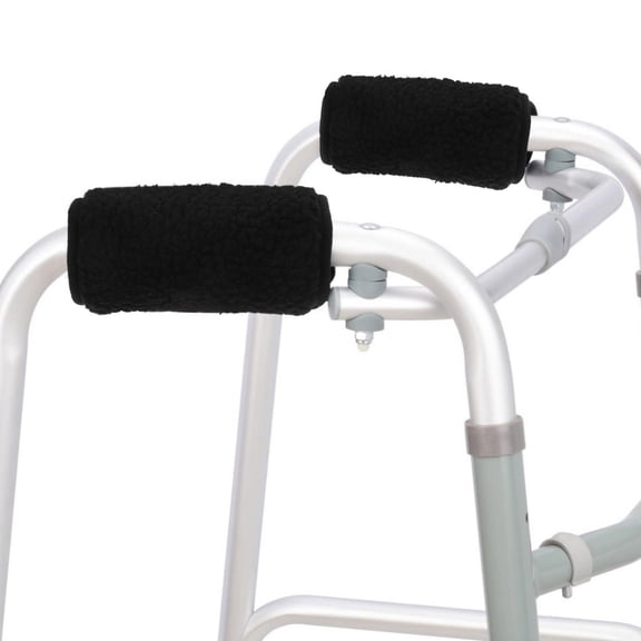 CTIRCHIU 1 Pair Of Walker Handle Grip Crutch Pads Black Flannel Anti-slip Daily Use