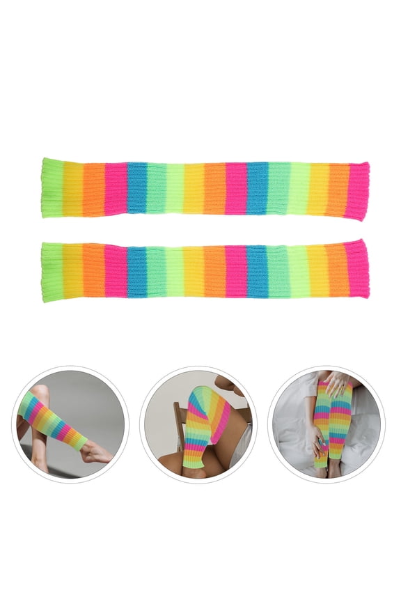 Womens Warm Sock Covers, 1 Pair Multi-Color Acrylic Leg Warmers for Indoor and Outdoor Comfort