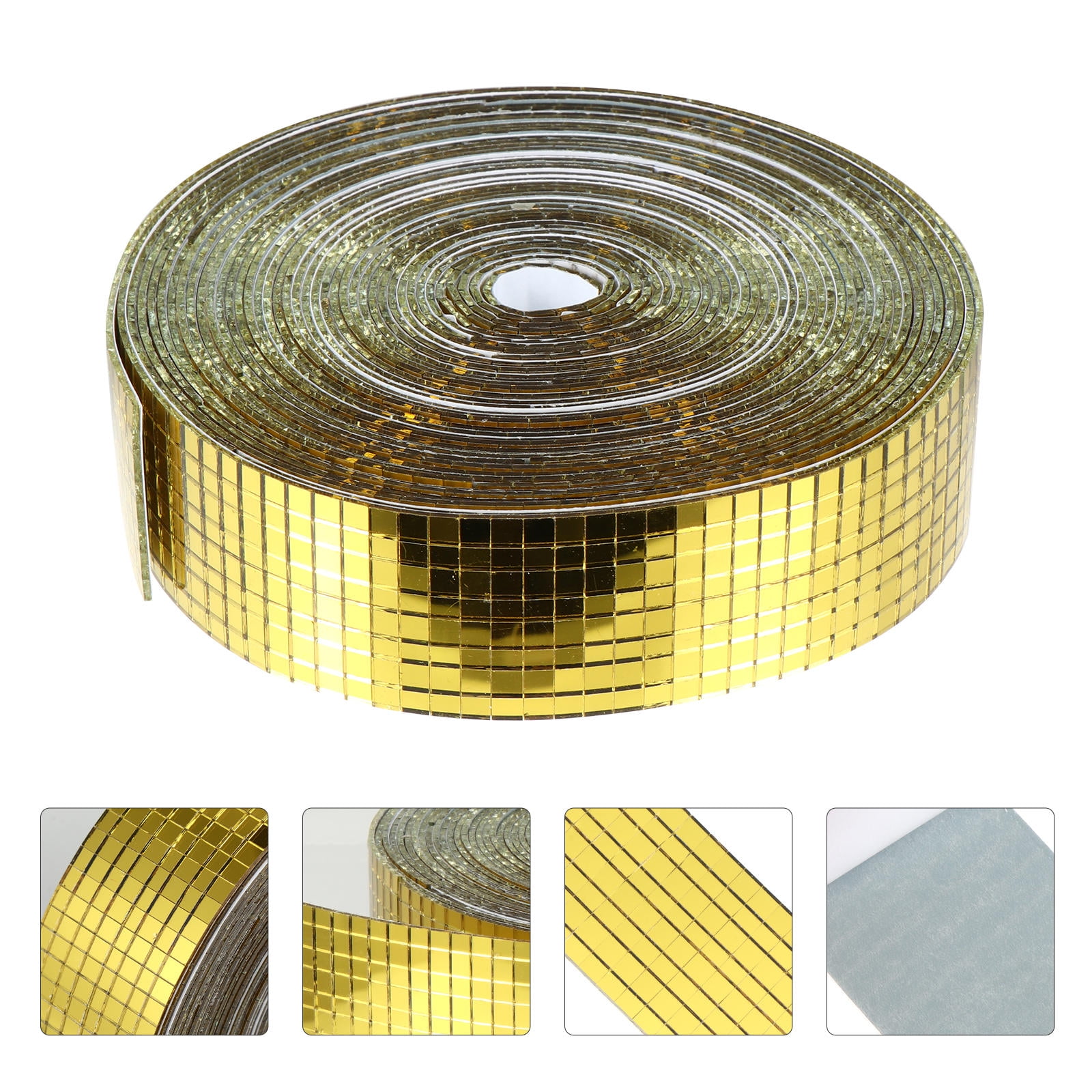 CTIRCHIU Golden Glass Fiber Mosaic Tile Stickers Self Adhesive for Home Wall Decoration and Crafts