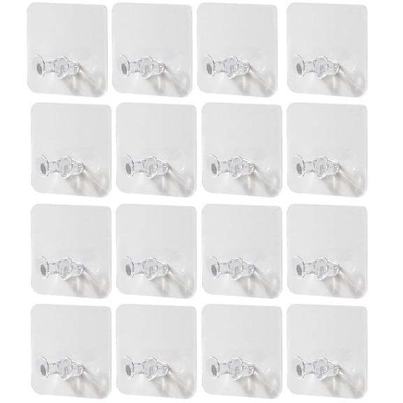 CTIRCHIU 1 Set 30pcs Clear Hooks Self Adhesive Small Wall Hooks Transparent Plastic Simple Design for Restaurant Use
