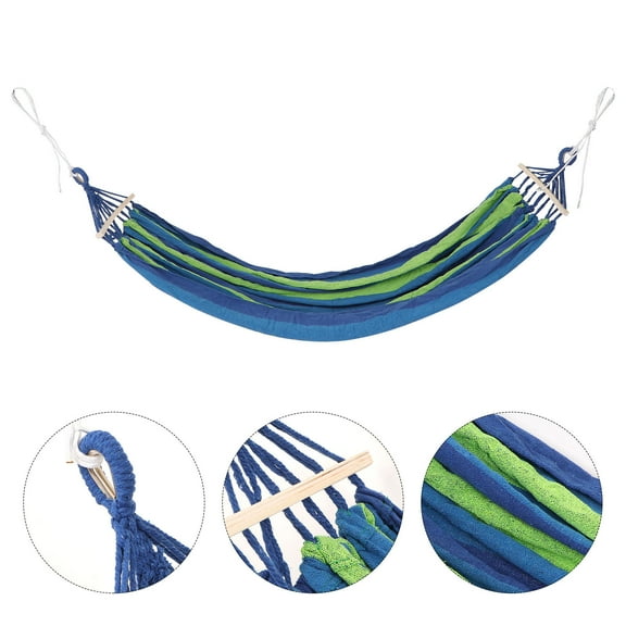 CTIRCHIU Blue Garden Hammock with Durable Braided Ties for Backyard and Beach Use