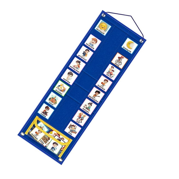 CTIRCHIU 1 Set Daily Cards Visual Schedule Planner Oxford Cloth Hanging Design For Kids