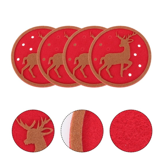 CTIRCHIU 10 Pcs Round Coasters Red Felt Fabric for Drink Insulation