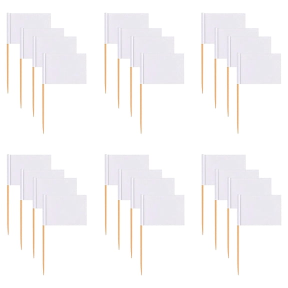 CTIRCHIU 100 Pcs Wooden Cake Flag Toppers White DIY Cupcake Picks for Party Hosts