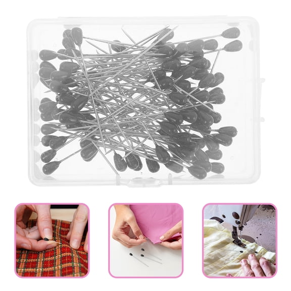 CTIRCHIU 100Pcs Black Waterdrop Pins for Sewing and Quilting with Large Head Efficient Home Use