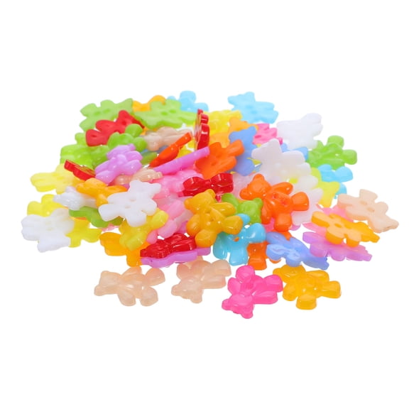 CTIRCHIU 100Pcs Craft Sewing Buttons Bear Plastic Flatback with Two Holes for DIY Clothing and Scrapbooking