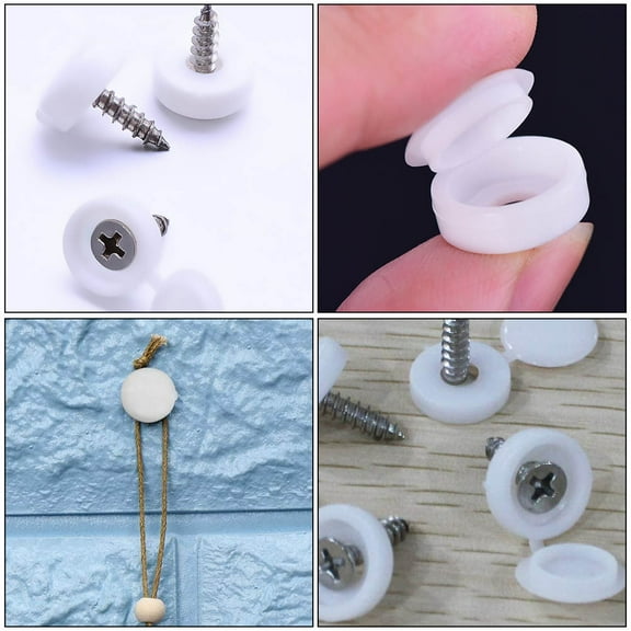 CTIRCHIU 100Pcs Small White Plastic Screw Caps with Convenient Storage Box for Daily Use