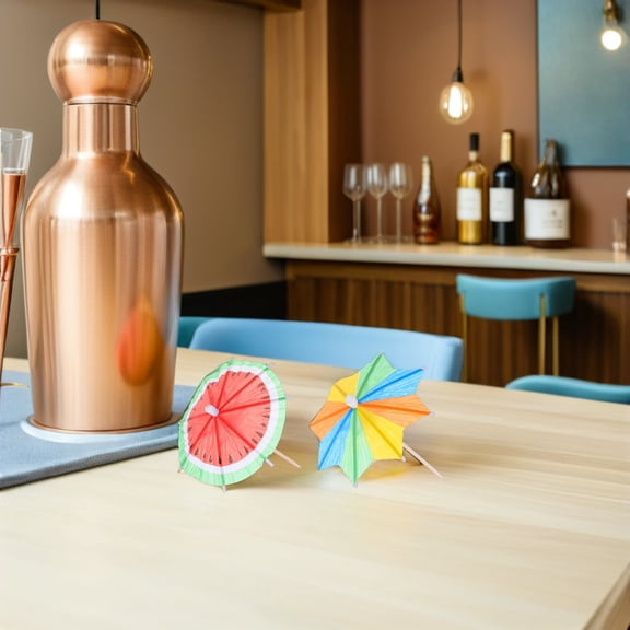 CTIRCHIU Cocktail Umbrella Picks Assorted Color Paper Wood for Party 100Pcs