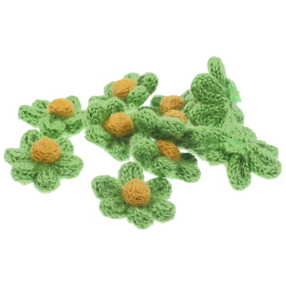 CTIRCHIU 10Pcs Green Yarn Flower Patch Applique for DIY Clothes and Bag Repair