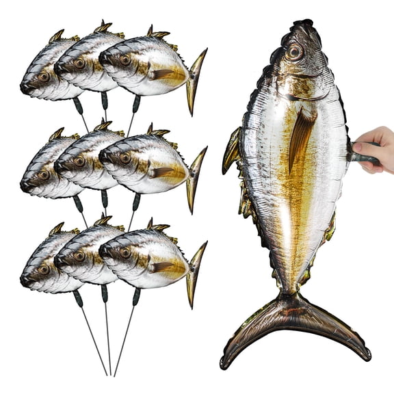 CTIRCHIU 10Pcs Aluminum Foil Inflatable Tuna Balloons for Pool Party Accessories and Beach Decor