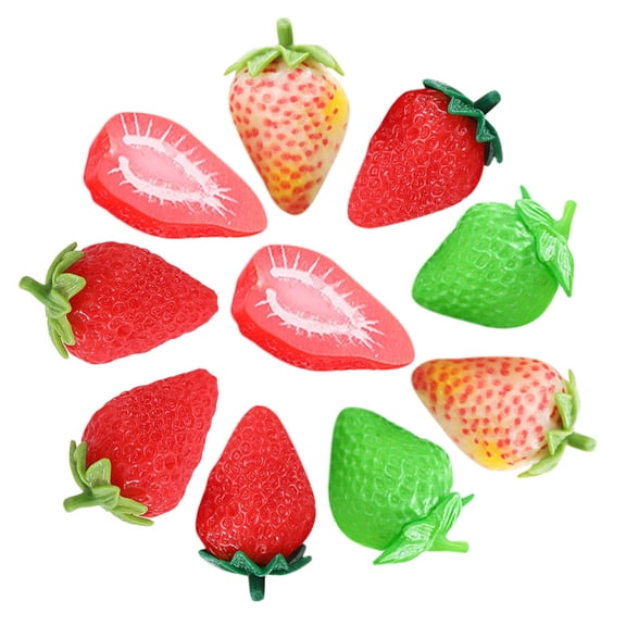 CTIRCHIU 10Pcs Artificial Strawberry Decor Assorted Color PVC Fake Fruits for Home Decoration