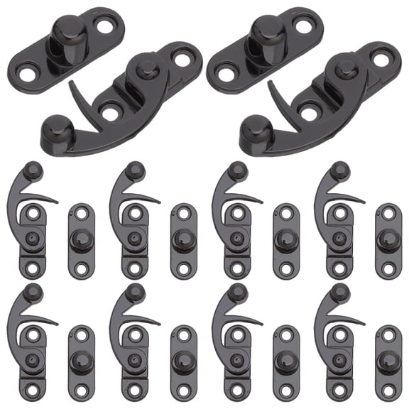 CTIRCHIU 10Pcs Durable Zinc Alloy Small Box Latches Black Decorative Cabinet Hook Hasp