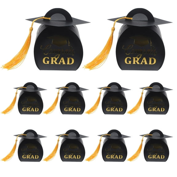 CTIRCHIU Party Favors Graduation Caps Candy Boxes Black 10Pcs