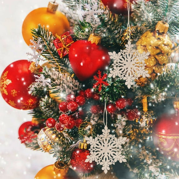 CTIRCHIU 10pcs Hexagonal Hanging Snowflake Decorations Wood Color for Craft Projects