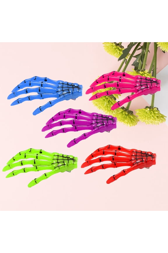 10Pcs Horror Hair Clips Skull Hand Hair Clip Assorted Color  Decoration Women
