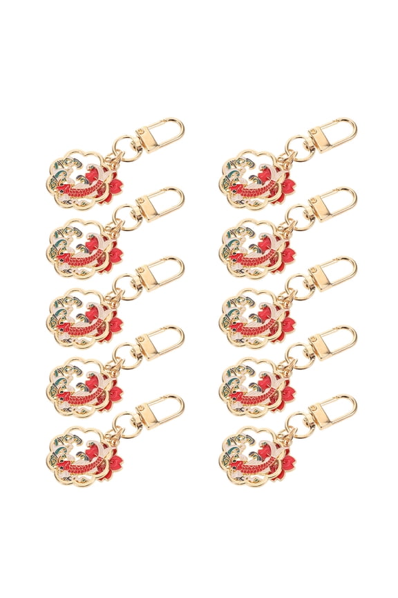 10-Pack Cherry Blossom Flower Keychains, Chinese Style Metal Key Accessories for Women, Back to School Backpack Charms