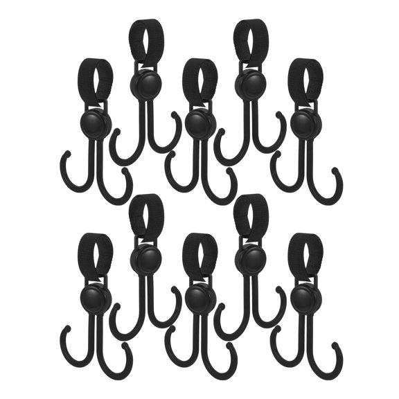 CTIRCHIU 10Pcs Multi-use Stroller Hanger Hook Black Practical Hooks for Traveling