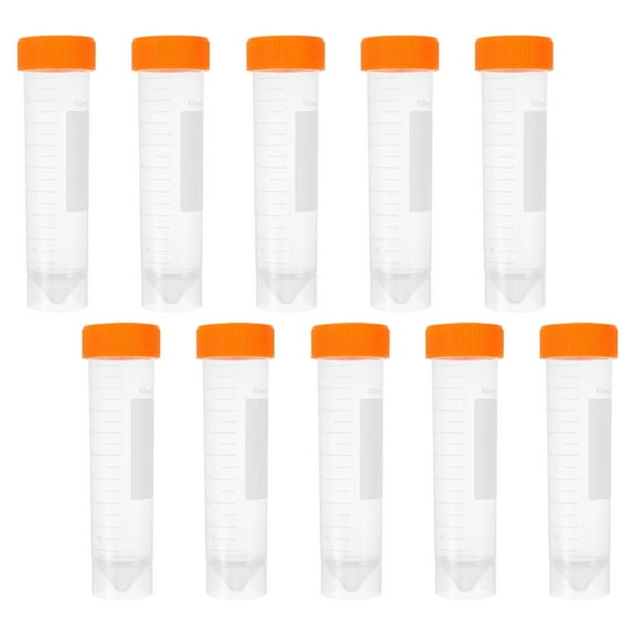 CTIRCHIU 10Pcs Polypropylene Test Tubes with Orange Caps for Reliable Lab Storage
