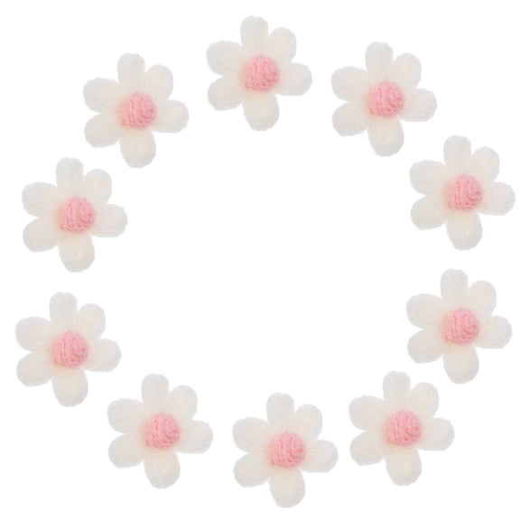 CTIRCHIU Wool Flower Patches White Sew on Appliques for Clothing Decor 10Pcs