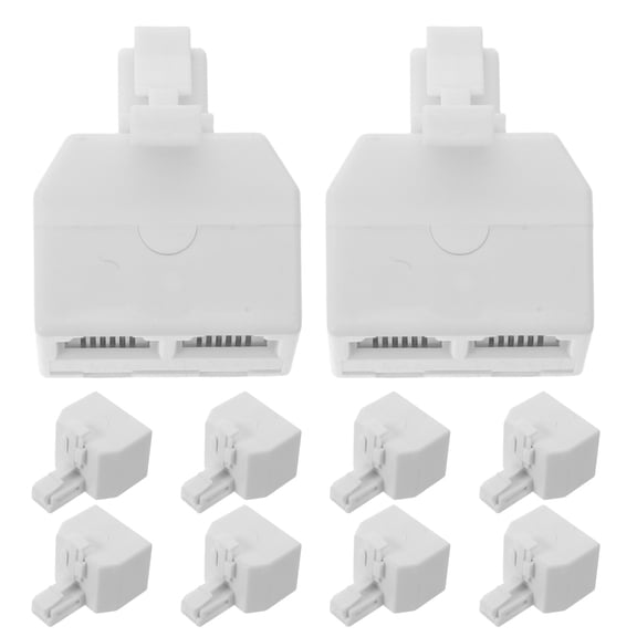 CTIRCHIU 10Pcs White Rj11 Phone Cable Splitter 1 Male to 2 Female Telephone Line Adapter for Office