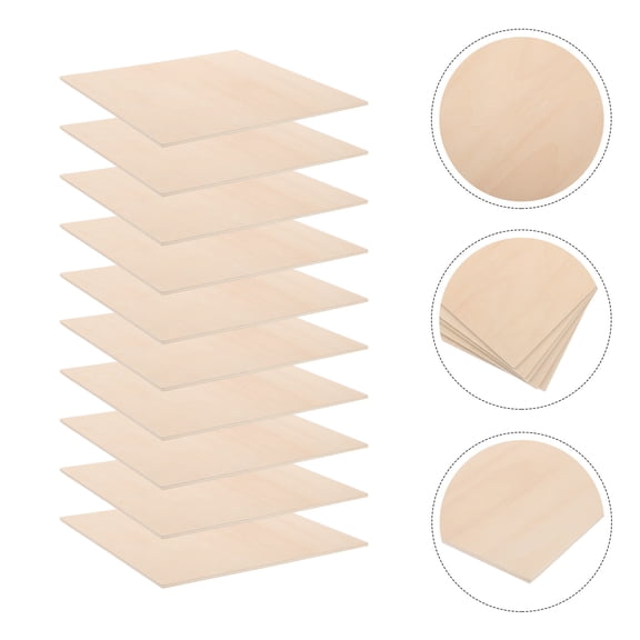 CTIRCHIU 10Pcs Wood Plank for Crafting Diy Projects Basswood Composite Square Art Supplies Artists