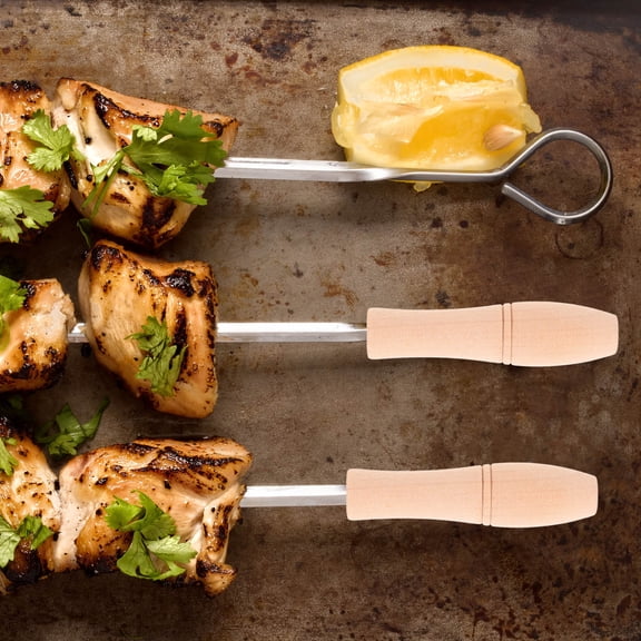 CTIRCHIU 10-Piece BBQ Wood Handle Grill Utensils Set with Ergonomic Grip for Outdoor and Home Barbecue Cooking