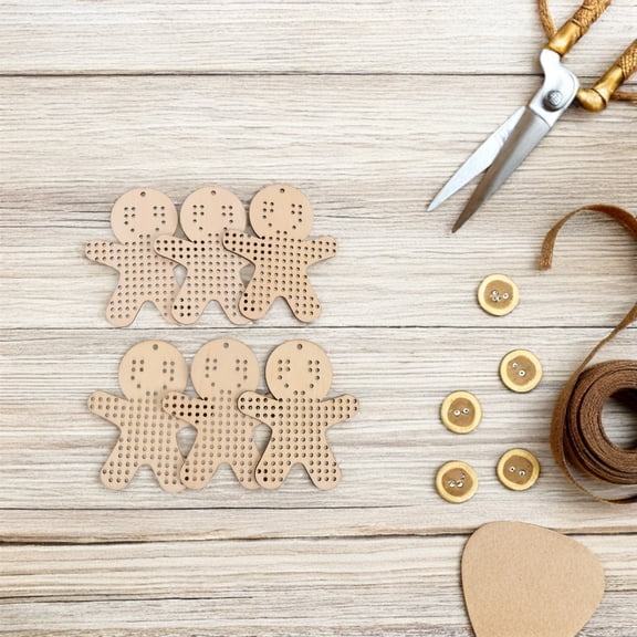 CTIRCHIU 12Pcs DIY Embroidery Wooden Gingerbread Men with Natural Beige Finish for Home Decor