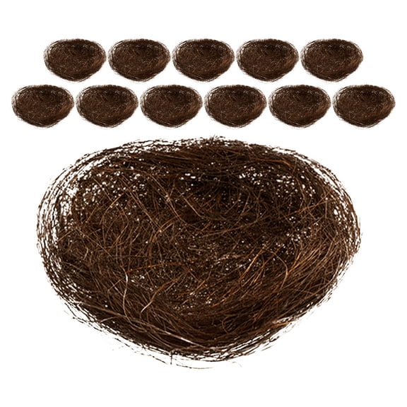 CTIRCHIU 12Pcs Decorative Birds Nest Mini Brown Jute for Easter Decorations Garden Photography Props
