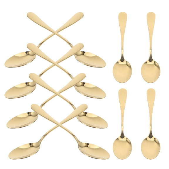 CTIRCHIU 12Pcs Gold Stainless Steel Teaspoons Balanced Weight Titanium Coated Dishwasher Safe Spoon Set