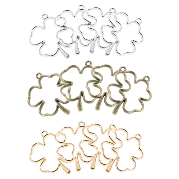 CTIRCHIU 12Pcs Lucky Four Leaf Shamrock Pendant Necklace Alloy Charm for Jewelry Making Accessories