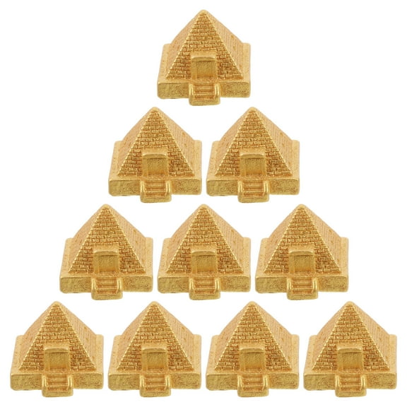 CTIRCHIU 12Pcs Small Golden Resin Pyramid Statues for Home Office Garden Ancient Egyptian Decor