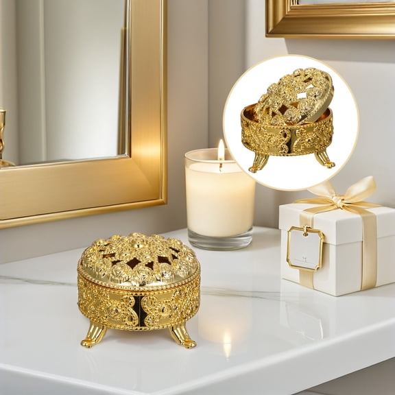 CTIRCHIU 12-Pack Containers with Lids, Golden Trinket Boxes for Women and General Use, PP Material