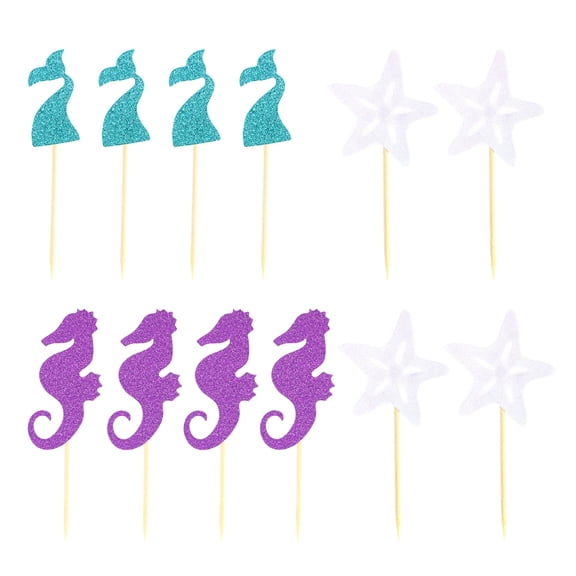 CTIRCHIU 12Pcs Assorted Color Cake Topper Decorations Safe Material Dessert Picks for Birthday Cakes