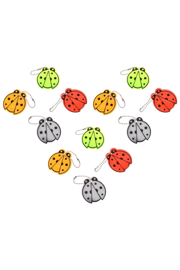 12pcs Ladybug Key Ring Pendant PVC Reflective Safety for Purse Outdoor Backpack Accessories