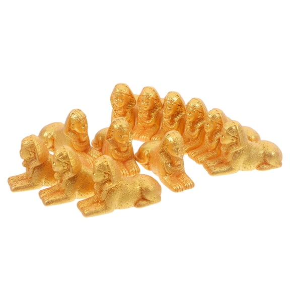 CTIRCHIU 12Pcs Micro Landscape Sphinx Figurines Golden Resin Terrarium Decorations For Art Enthusiasts