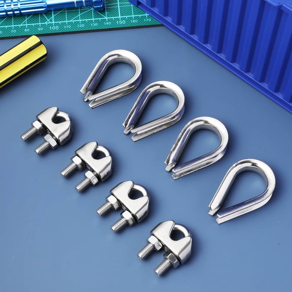 CTIRCHIU 14Pcs Stainless Steel Wire Rope Clamps Cable Clips for Durable Rope Fastening