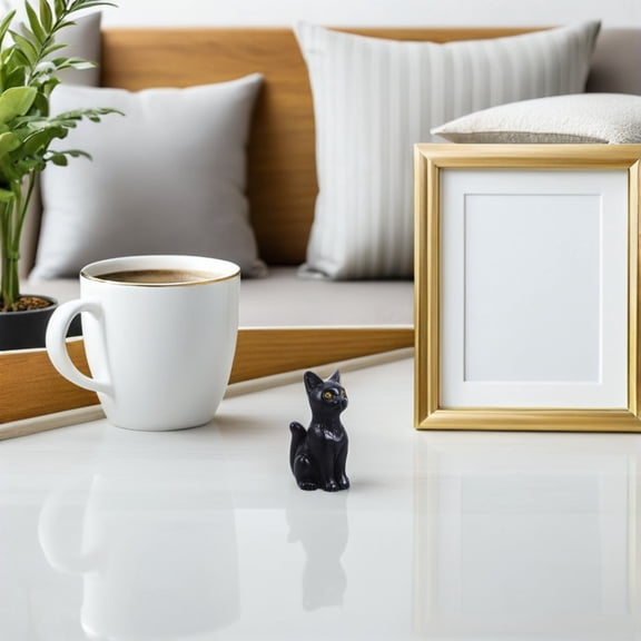 CTIRCHIU 16Pcs Small Resin Black Cat Statues Micro Landscape Ornaments