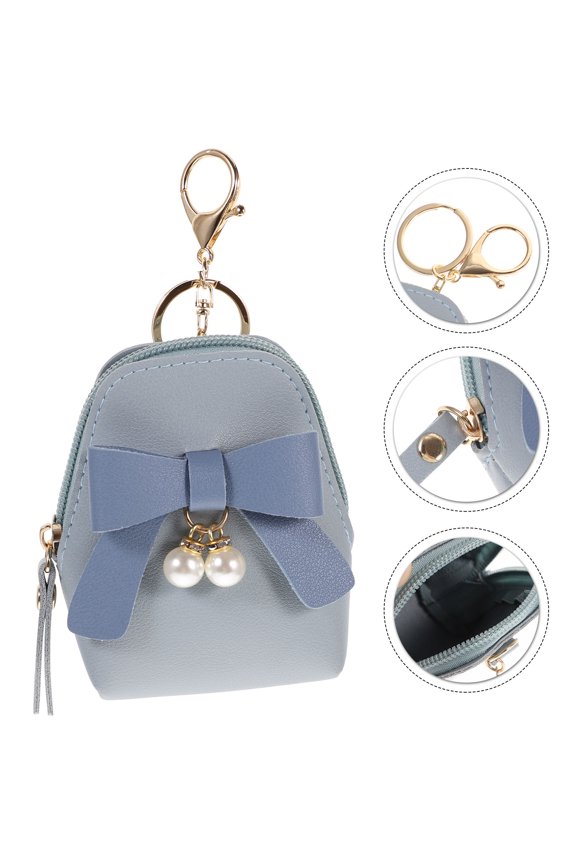 Keychain Pouch Organizing Small Items Women School and Work Sky-blue 1Pack