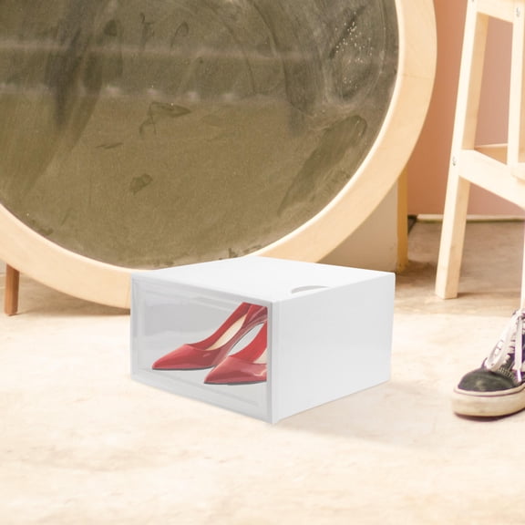 CTIRCHIU 1Pc Stackable Shoe Storage Box White Transparent Plastic Home Shoes Organizer
