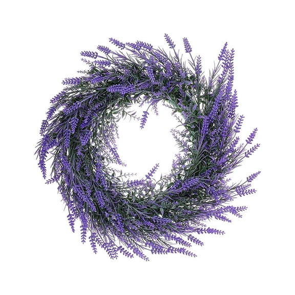 CTIRCHIU 1Pack Simulation Lavender Wreath Plastic Round Hanging Decoration for Wall