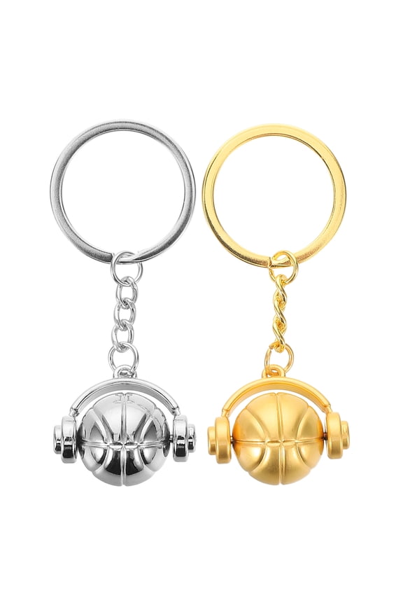 Basketball Keychain Set of 2 with Rotating Design, Zinc Alloy Sports Fan Souvenir and Everyday Carry Accessory
