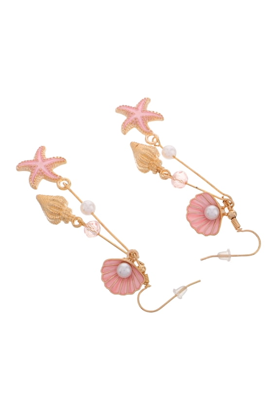 1Pair Conch Earrings with Accents Lightweight Nautical