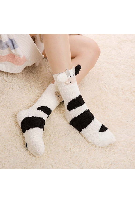 1 Pair Soft Warm Winter Floor Socks, Stretchy Cozy Socks for Women and Men, Assorted Colors