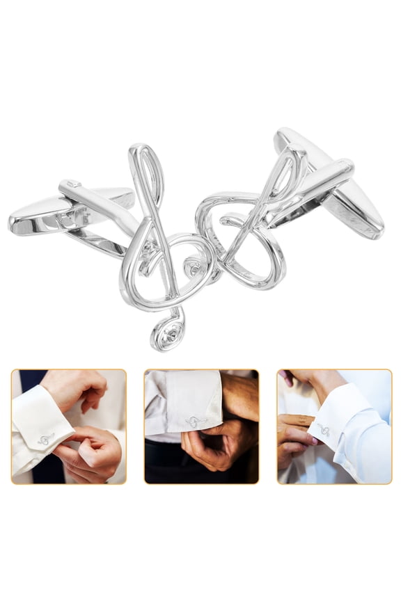 1Pair Durable Metal Cufflinks for Men Featuring Music for Formal Shirts