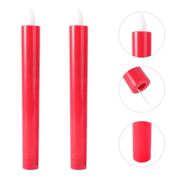 CTIRCHIU 1Pair Glowing Slim Flameless Candle Light Red LED Candle Decorative Lighting for Home Ambiance