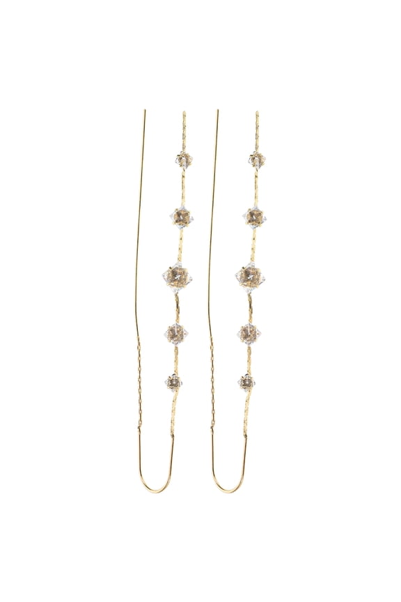 1Pair Lightweight Cubic Rhinestone Threader Earrings with Pave Design for Stylish Wear