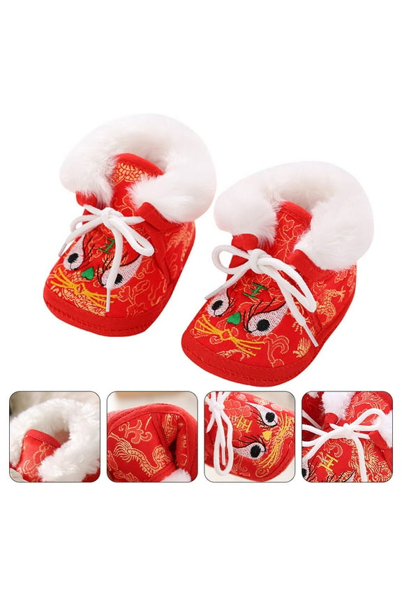 1Pair Red Casual Tiger Shoes Warm Autumn Footwear with Anti Skid Breathable Material
